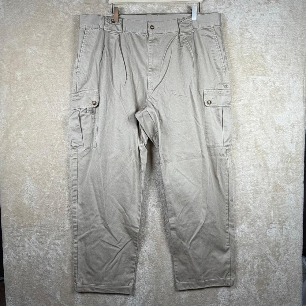 Orvis Sporting Traditions Men 42 Khaki Cotton‎ Twill Cargo Pants Reinforced Seat